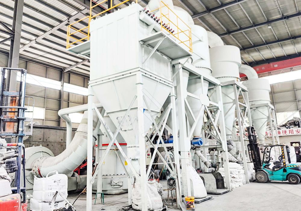 Modern gypsum grinding plant with advanced dust collection system